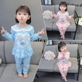 thumbnail image 2 of Pijamas de Frozen para niñas, conjunto de ropa de manga larga con dibujos animados de Anna y Elsa, ropa de dormir informal para el hogar, traje de camisón, 2 of 4