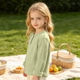 thumbnail image 5 of QIbmong Ribbed Knit Tops for Infants Toddler Girls Boys Crew Neck Cuffed Long Sleeve Kids Casual Fall Winter Loungewear Going out School Shirts(9-18 Months,Green), 5 of 9