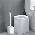 thumbnail image 1 of Juego de escobillas para inodoro | Limpiador de baño compacto con mango ergonómico - Plástico duradero | Diseño moderno e independiente | Cerdas suaves para eliminar manchas | Drenaje hueco - 1, 1 of 6