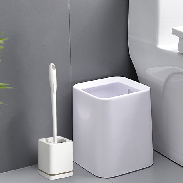 Juego de escobillas para inodoro | Limpiador de baño compacto con mango ergonómico - Plástico duradero | Diseño moderno e independiente | Cerdas suaves para eliminar manchas | Drenaje hueco - 1