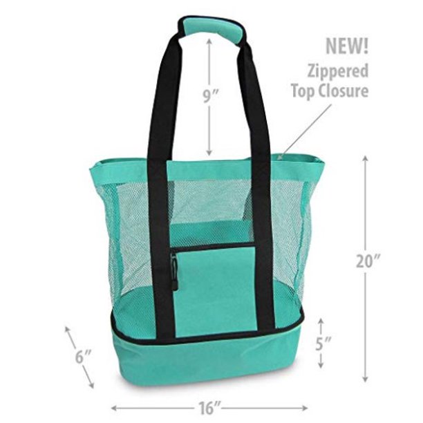 2 en 1 Cooler Picnic Bag Beach Bag Bolsa de playa de malla ligera de gran tama?o Summer
