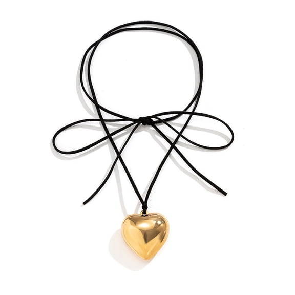 Mightlink Big Love Pendant Necklace Adjustable Faux Leather Wax Rope Women Choker Necklace Jewelry Gift Accessories