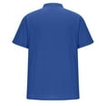 thumbnail image 4 of Elvqul Dark Blue Shirts for Men Casual T-Shirts Solid Cotton Linen Short Sleeve V-Neck Pullover Lightweight Shirts, 4 of 5