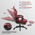 thumbnail image 3 of Dowinx Gaming Chair Office Chair, Vintage Computer Chair Massage PU Leather Gamer Chairs with Footrest Red, 3 of 7