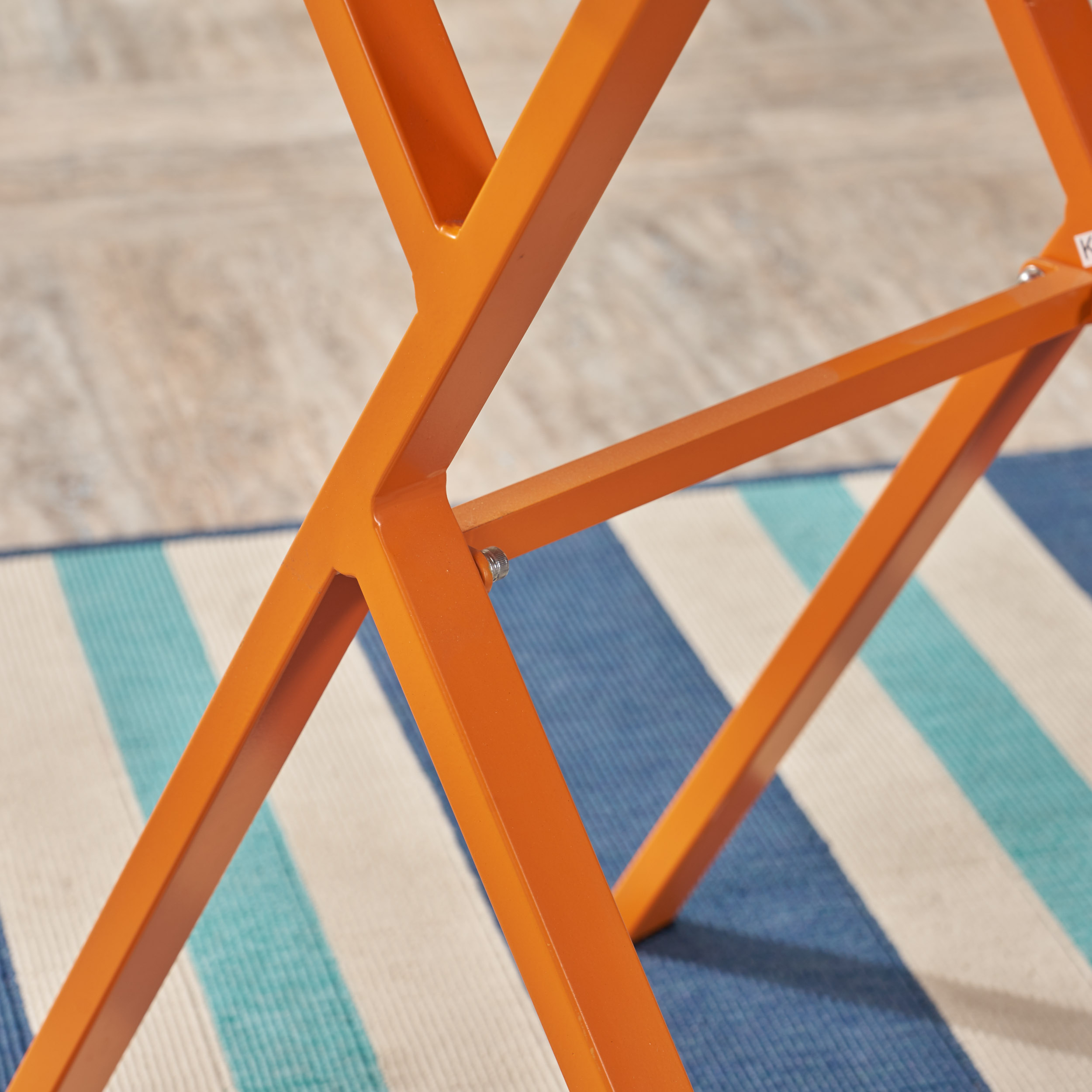 Fletcher Outdoor 3 Piece Iron Bistro Set, Matte Orange