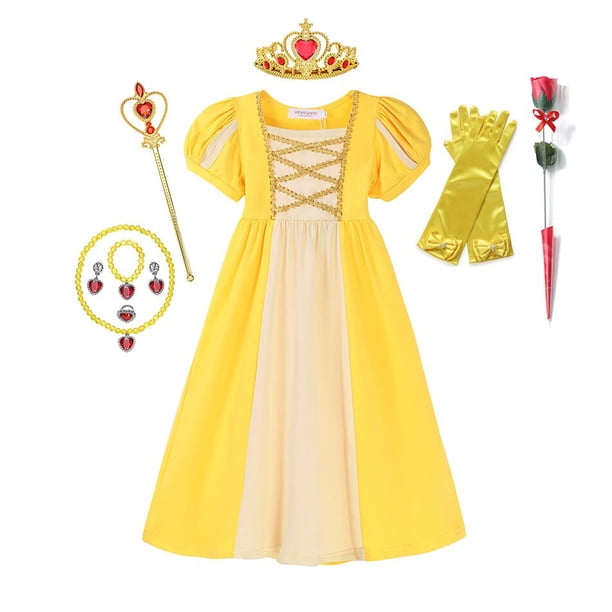 Disney-Vestidos largos de princesa Cenicienta, Blancanieves, disfraz de Bella, Mulan, Rapunzel, para fiestas de cumpleaños de niñas Fivean unisex