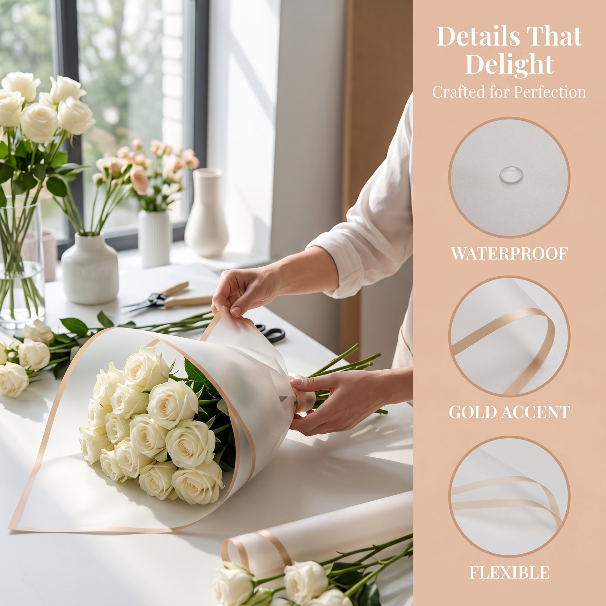 Unique Bargains 20Pcs Waterproof Luxury Matte Gift Wrapping Paper Sheets White 22" x 22"