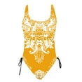 thumbnail image 5 of Summer Promotion UTSJKR One Piece Swimsuit Women 2025 Vintage Tummy Control One Piece Bathing Suits V Neck Boho Floral Print Swimwear Yellow 8, 5 of 6
