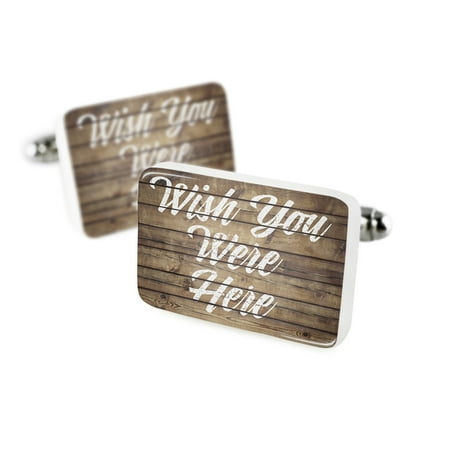 Cufflinks Painted Wood Wish You Were Here Porcelain Ceramic NEONBLOND