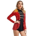 thumbnail image 2 of TiaoBug Women Circus Ringleader Cosplay Costume Skirted Jumpsuit Bodysuit Halloween Carnival Outfit Red M, 2 of 7