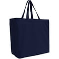 thumbnail image 2 of Reusable Heavy Duty 100% Cotton Canvas Grocery Bags | Pack of 6 | With Strong Handles Holds up to 50lbs | Eco Friendly | Large Size 14x14x7.5" - Navy, 2 of 7