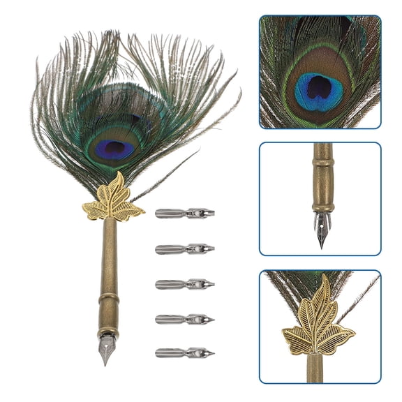 OUNONA Quill Pen Set with Five Replacement Nibs - Dip Pen for Writing, , and Co-worker