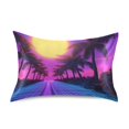thumbnail image 7 of Yayeee Pillowcase Standard Size Set of 2 Satin Wrinkle Resistant Pillow Case, Purple Neon Road, 7 of 7