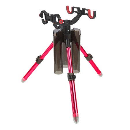 koolsoo Adjustable Fishing Rod Holder Fishing Rod Tripod Bracket Men Birthday Gift Foldable Stand Holder Pole Storage for Ship Marine Red 39cm