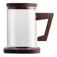 thumbnail image 1 of Tazas de infusión de té de vidrio con colador y tapa, tazas de té de vidrio de borosilicato resistentes al calor, mango de madera, para amantes del té, 1 of 5