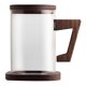 thumbnail image 1 of Tazas de té de vidrio con colador y tapa, tazas de té de vidrio de borosilicato resistentes al calor con mango de madera - Para amantes del té, 1 of 5
