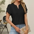 thumbnail image 4 of Xdegoge Womens Blouses Short Sleeve Dressy Casual Chiffon T Shirts Fashion Summer Tunic Tops Loose Fit Business Work Office Shirts Solid Going Out Outfits At Returns Online, 4 of 7
