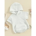 thumbnail image 3 of Bslissey Baby Boys Girls Summer Hood Romper Short Sleeve Hooded Jumpsuit Solid Color Front Pocket T-shirt Bodysuit 3M 6M 12M 18M Newborn Infant Casual Tops, 3 of 8
