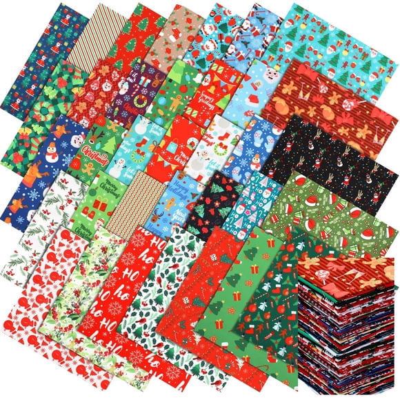 Tudomro 70 Piezas de Cuadrados de Tela para Patchwork Navideños 25x25 cm