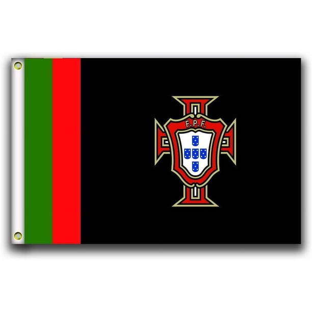 Bandera de la selección nacional de Portugal, 90 x 150 cm, poliéster, cabezal con ojal metálico.