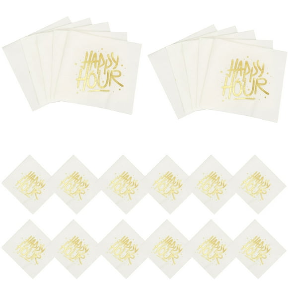 Minkissy Serviettes de Table Carrées Décoratives 50 Feuilles Dorées pour Mariages et Réunions Spéciales