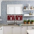 thumbnail image 6 of Christmas Elk Head Kitchen Curtains and Valances Set, Winter Red Black Plaid Snowflakes Vintage Rod Pocket Window Valance Window Curtain Panels for Living Room Bedroom Laundry, 27.5x36in, 3 Pieces, 6 of 7