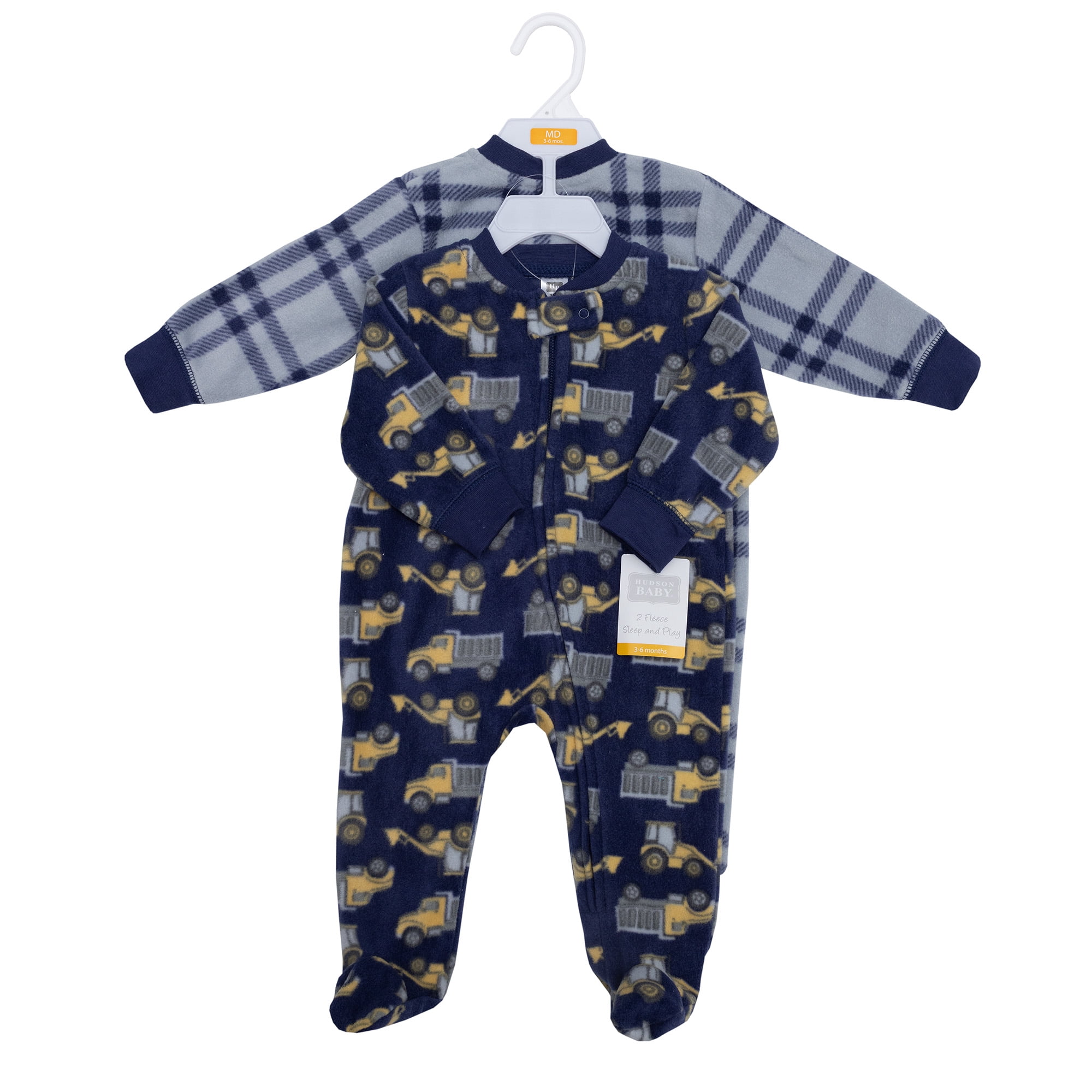 Hudson Baby Infant Boys Fleece Sleep and Play, Construction Trucks, Preemie