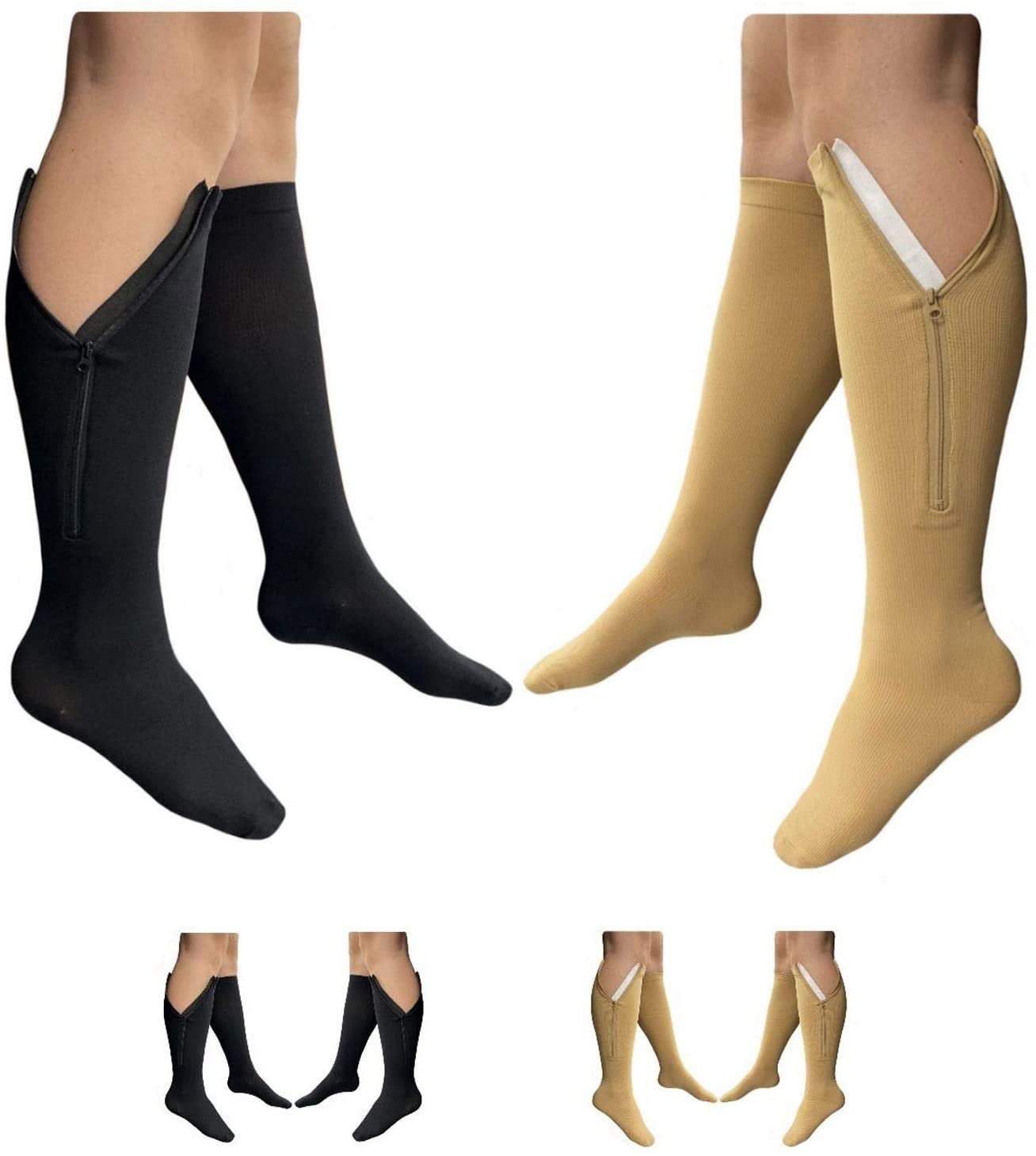 2 Pairs Set Closed Toe 2030 mmHg Zipper Compression Fatigue Swelling