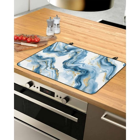 nqOlkjepod Large Induction Cooktop Protector Mat 31 x24 Blue Ombre Marble Stove Top Covers for Electric Stove Modern Marble Abstract Aesthetic Art Stove Burner Cover Mats Glass Top Stove Cover