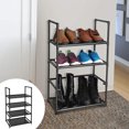 thumbnail image 4 of Qocolhg 4 Tier Stackable Small Shoe Rack with Non-Woven Fabric,Narrow Sturdy Shoe Shelf Organizer, Metal Free Standing Shoe Racks for Entryway, Hallway and Closet, Multi-layer Simple Household, 4 of 6