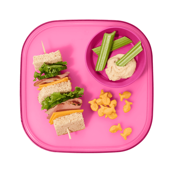 madesmart Dinner Plate, Durable BPA-Free Plastic, Lightweight & Reusable for Everyday Dining, Translucent Pink