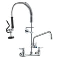 thumbnail image 2 of VEVOR Commercial Kitchen Faucet, 25-Inch Height, Wall Mount with 12-Inch Swing Spout, 8-Inch Center, Brass Construction, Pre-Rinse Sprayer and Pull Down Spray, Suitable for 1/2/3 Compartment Sinks, 2 of 11