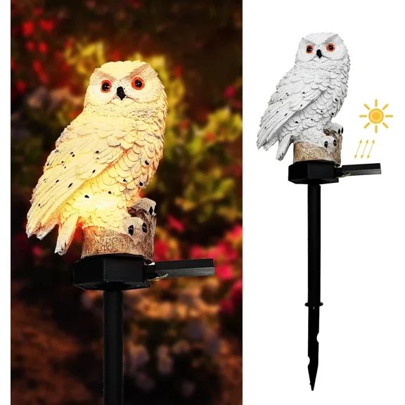 Vibrowl Owl Solar Garden Lights With Stake