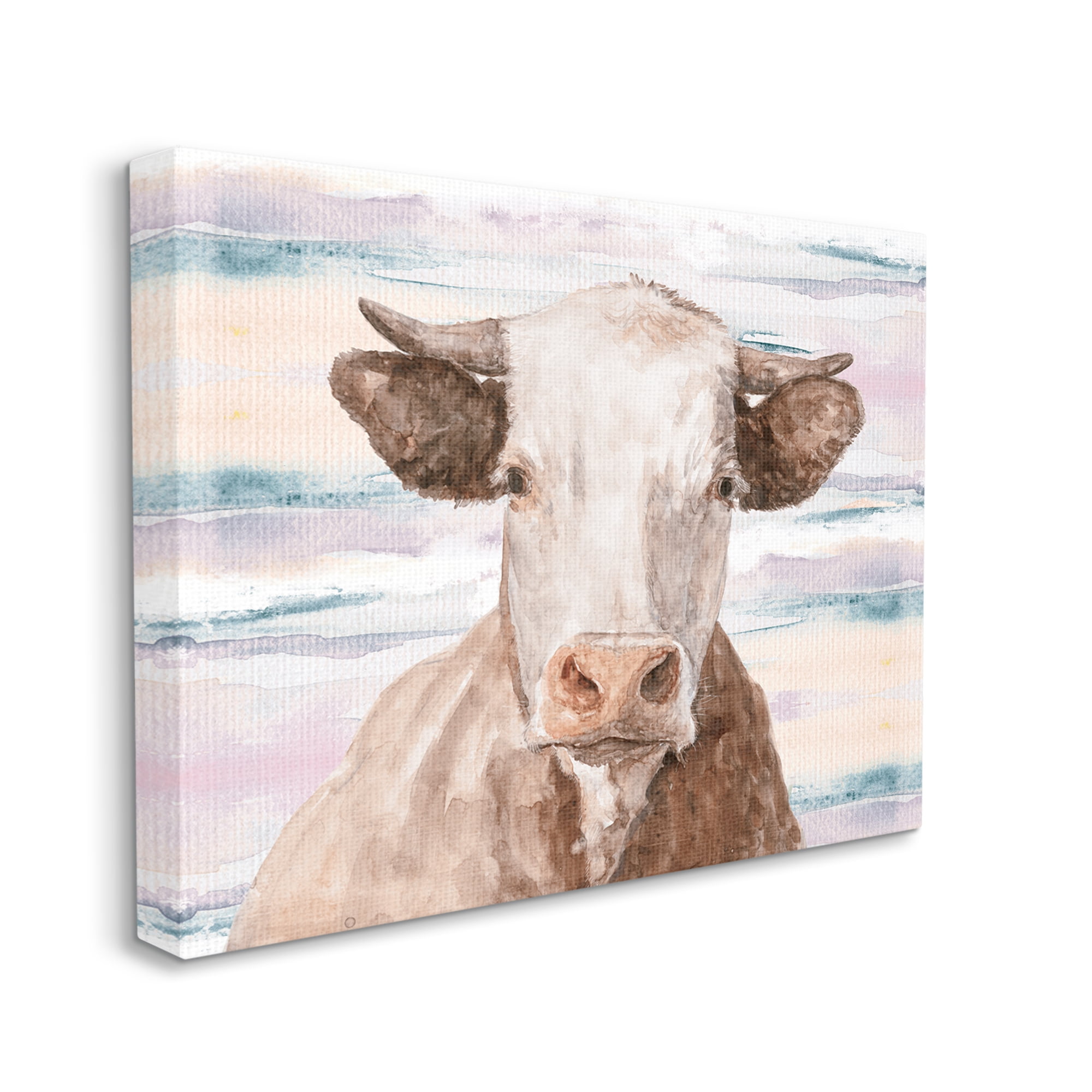 Stupell Industries Farm Cow Cattle Portrait Abstract Sunset Background Canvas Wall Art, 48 x 36, Design by White Ladder