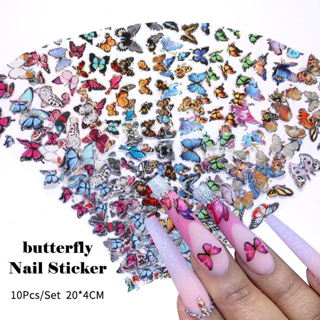 10 unidades/juego de láminas para uñas, imagen abstracta, cara azul, puntas francesas, envolturas de papel de transferencia de uñas, calcomanías adhesivas, decoraciones para uñas de manicura Tan Jianjun unisex