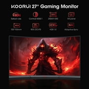 KOORUI 27 inch 1440p Curved Gaming Monitor, 180Hz QHD Computer Monitor, 1ms Adaptive-Sync, HDMI/DisplayPort, 27E6QCA