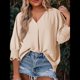 thumbnail image 5 of Blusas Elegantes e Informales para Mujer, con Escote en V y Mangas 3/4, con Puños Fruncidos Albaricoque M, 5 of 6