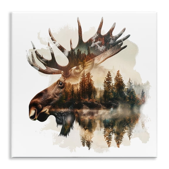Stupell Industries Moose Antlers Silhouette Animals Painting Unframed Art Print Wall Art, 12 x 12