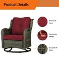 thumbnail image 4 of UIXE 3PCS Outdoor Wicker Swivel Gliders Set, Patio Swivel Rocker Lounge Chair Set of 2 and Table, Rattan Bistro Furniture Set for backyard Red Cushion, 4 of 9