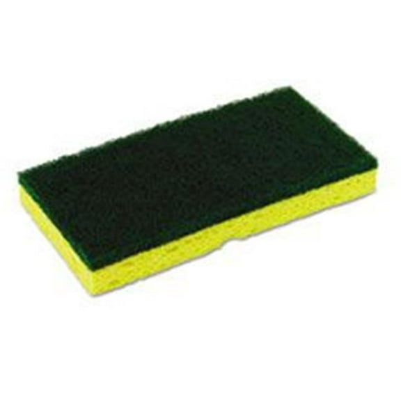 CMC Medium Duty Sponge N-Scrubber, Yellow & Green - 3.37 x 6.25 in.
