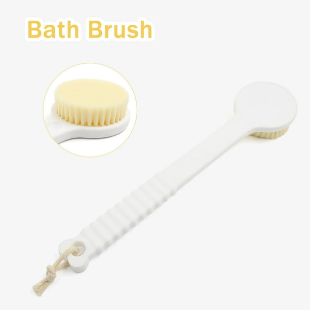 13.4" White Soft Bristle Back Body Extra Long Handle Bath Brush for
