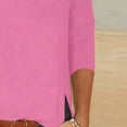 thumbnail image 5 of 3/4 Length Sleeve Womens Tops Casual Loose Fit Crewneck T-Shirts Cute Solid Three Quarter Tunic, 5 of 5