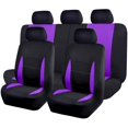 thumbnail image 1 of Flying Banner Car Seat Covers 9 PCS Front Seats and Rear Bench Polyester Cover Black with Purple, 1 of 5