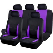 Flying Banner Car Seat Covers 9 PCS Front Seats and Rear Bench Polyester Cover Black with Purple
