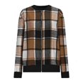 thumbnail image 5 of Yokua Women's Casual Zip Up Bomber Jacket Coat Lightweight Plaid-print Outwear Tops Windbreaker with Pocket, 5 of 8