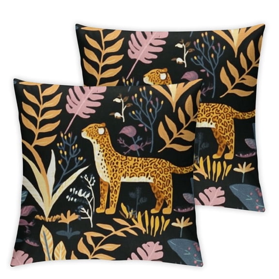 Leopard Print Decorative Throw Pillow Covers, Cheetah Decor Pillowcase, Inches Square Pillow Cushion Case for Sofa Couch Bed, Farmhouse Home Decor
