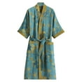 thumbnail image 2 of Under $10 Nexjvus Robes for Women Cotton Short Sleeve Double-Layer Gauze Bathrobe Lightweight Sleepwear Robe for women Size L, 2 of 4