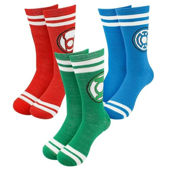 Green Lantern 858378 Lantern Corps Crew Socks - Size 6-12 - Pack of 3
