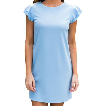 Mini Ruffle Convertible Dress - Ruffled Sleeve Women Solid Color Casual Mini Dress