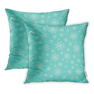 CMFUN Blue Beautiful Holiday Snowflake Pattern Christmas Winter Beauty Border Drawing Pillowcase Cushion Cases 20x20 inch Set of 2